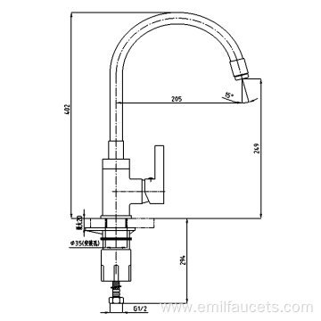 Orange deck mount copper kitchen faucets tap